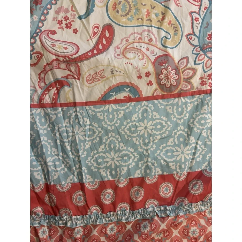 Cynthia Rowley Twin Duvet Set 2Pc Pink &‎ Blue Reversible Duvet & Sham